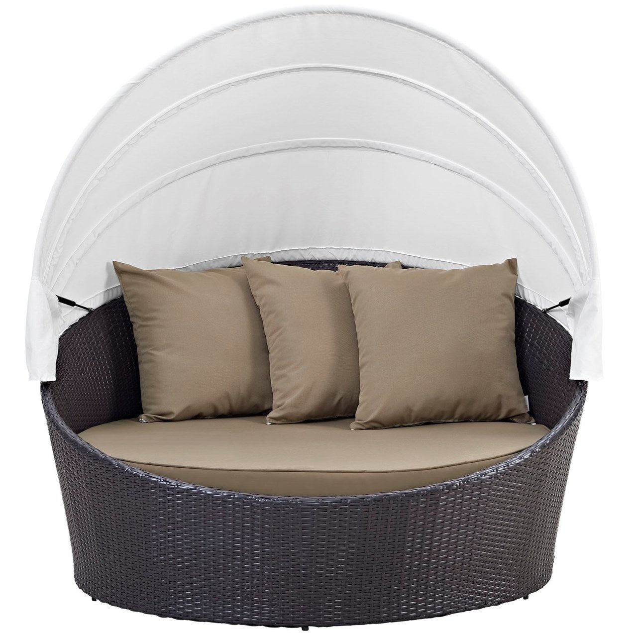 Convene Canopy Outdoor Patio Daybed, Brown, Rattan 10482