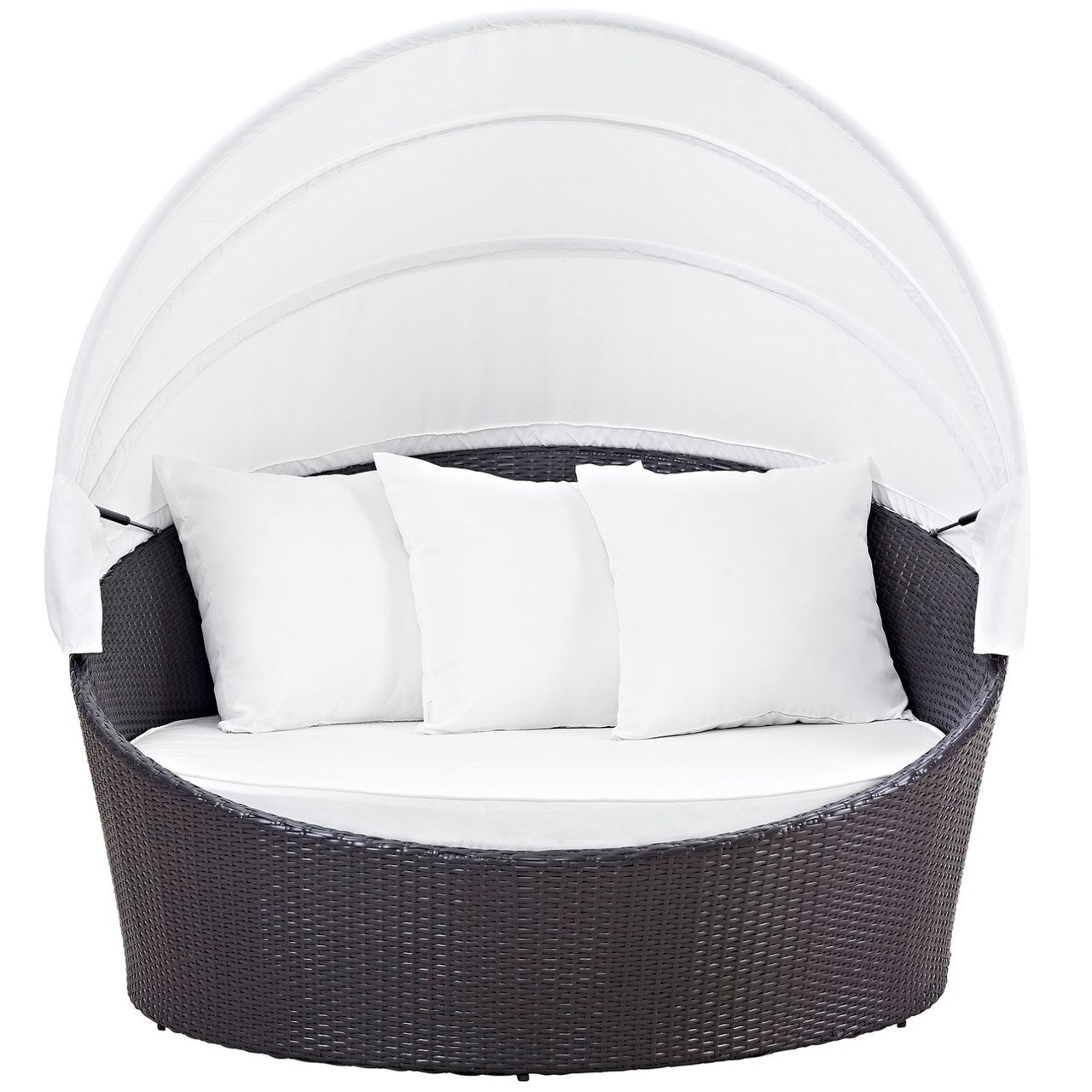 Convene Canopy Outdoor Patio Daybed, White, Rattan 10487