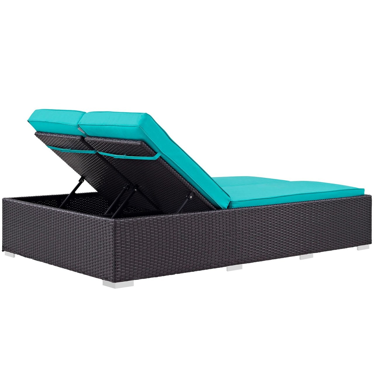 Convene Double Outdoor Patio Chaise, Blue, Rattan 10498