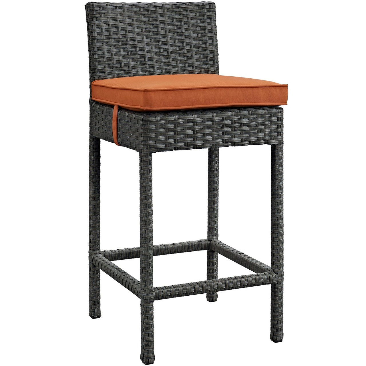 Sojourn Bar Stool Chair ( Set of Two), Orange, Rattan 10587