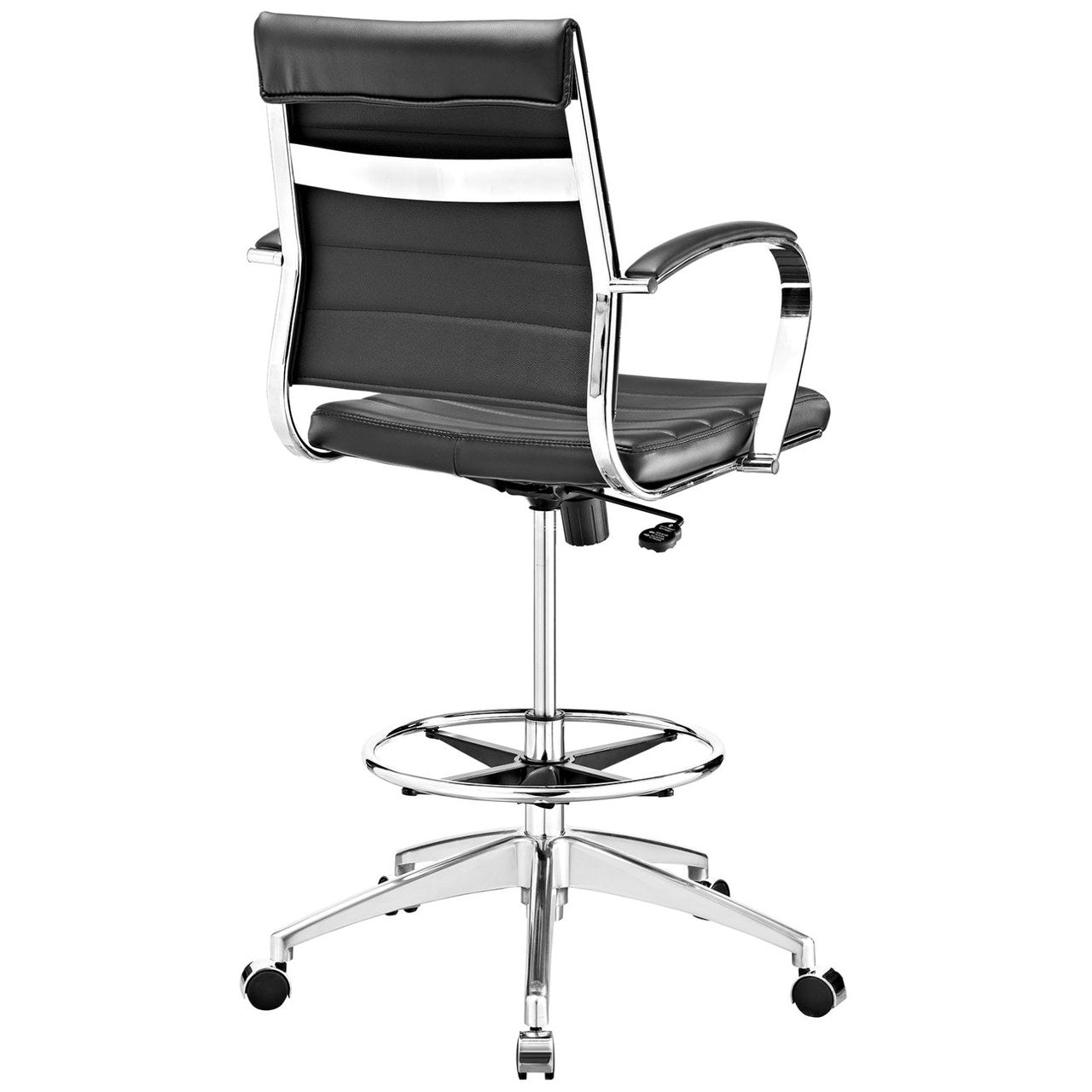 Jive Aluminum Drafting Chair, Black, Faux Leather 10804