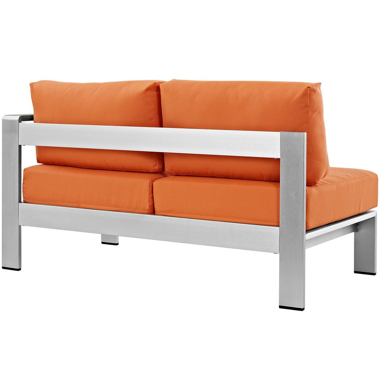 Shore Right-Arm Corner Sectional Outdoor Patio Aluminum Loveseat, Orange, Metal 10854