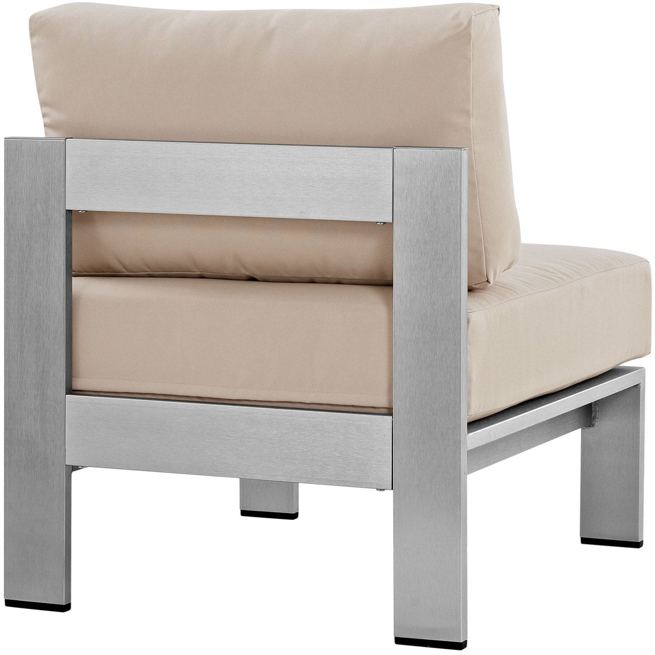 Shore Armless Outdoor Patio Aluminum Chair, Beige, Metal 10855