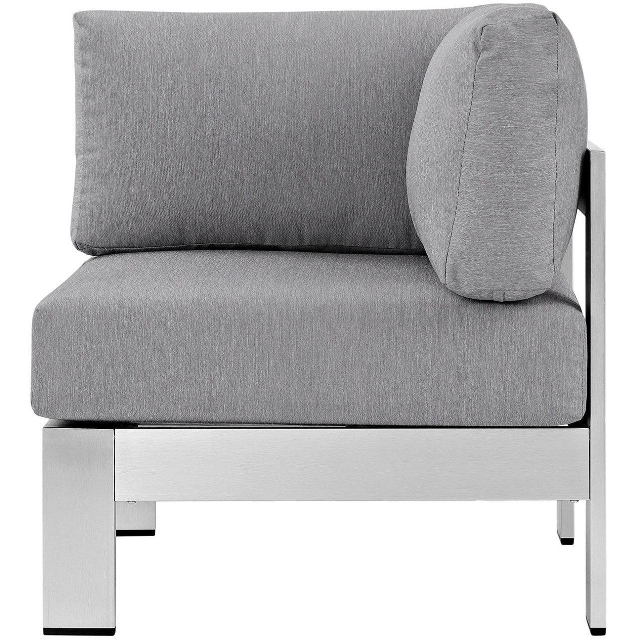Shore Outdoor Patio Aluminum Corner Sofa, Grey, Metal 10860