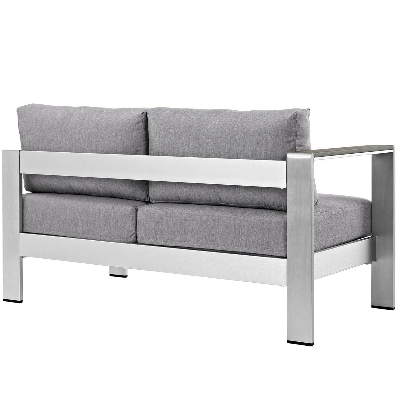 Shore Left-Arm Corner Sectional Outdoor Patio Aluminum Loveseat, Grey, Metal 10864