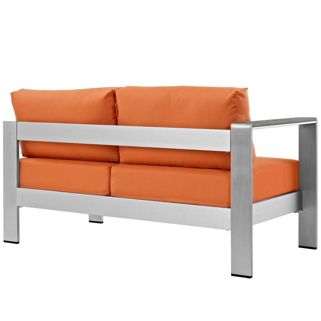 Shore Left-Arm Corner Sectional Outdoor Patio Aluminum Loveseat, Orange, Metal 10866