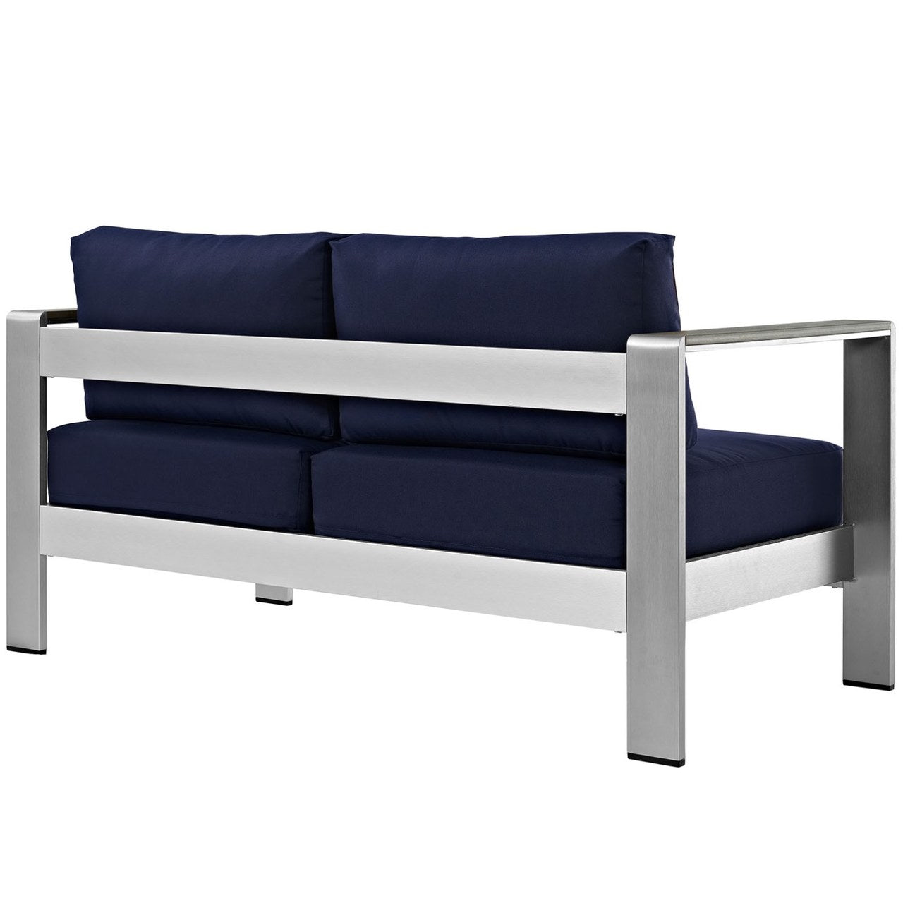 Shore Outdoor Patio Aluminum Loveseat, Navy, Metal 10873