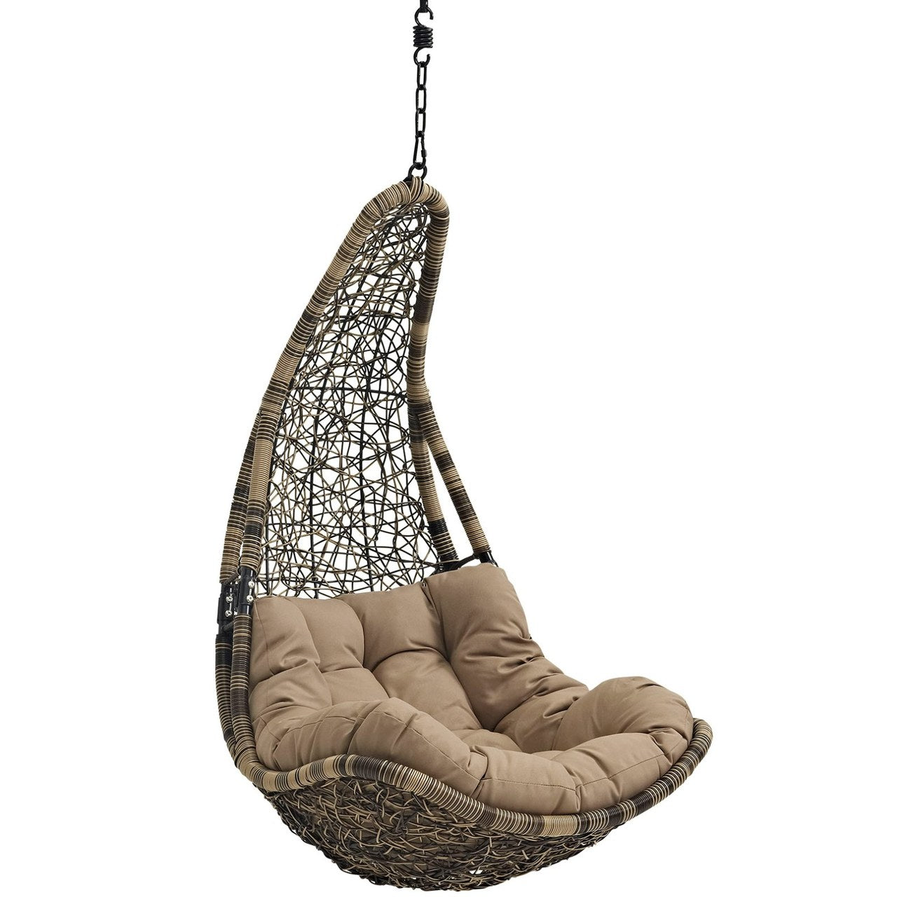 Abate Outdoor Patio Swing Chair With Stand, Black, Rattan 10909