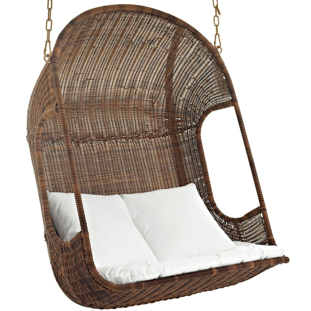 Vantage Outdoor Patio Swing Chair With Stand, White, Rattan 10912