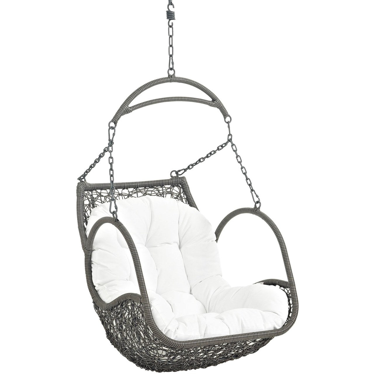 Arbor Outdoor Patio Wood Swing Chair, White, Rattan 10916
