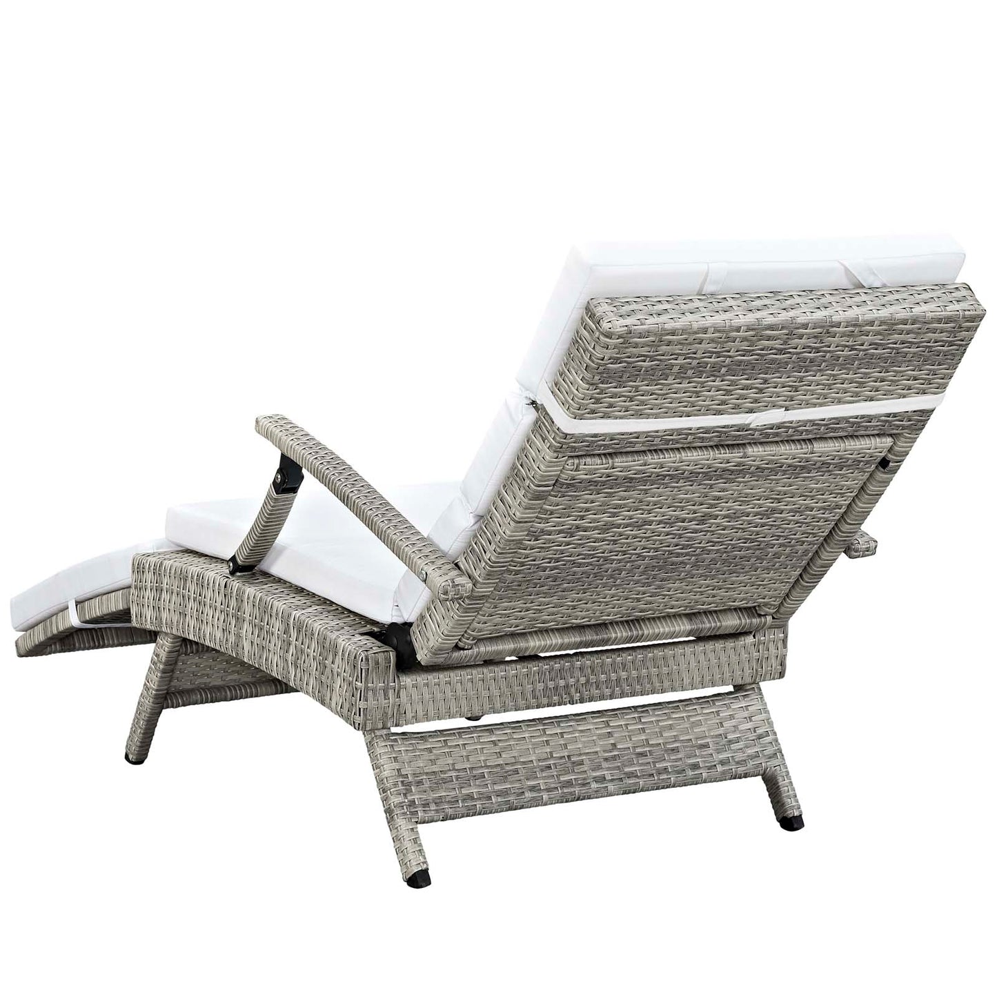 Envisage Chaise Outdoor Patio Wicker Rattan Lounge Chair, Fabric Rattan Wicker, White, 17252