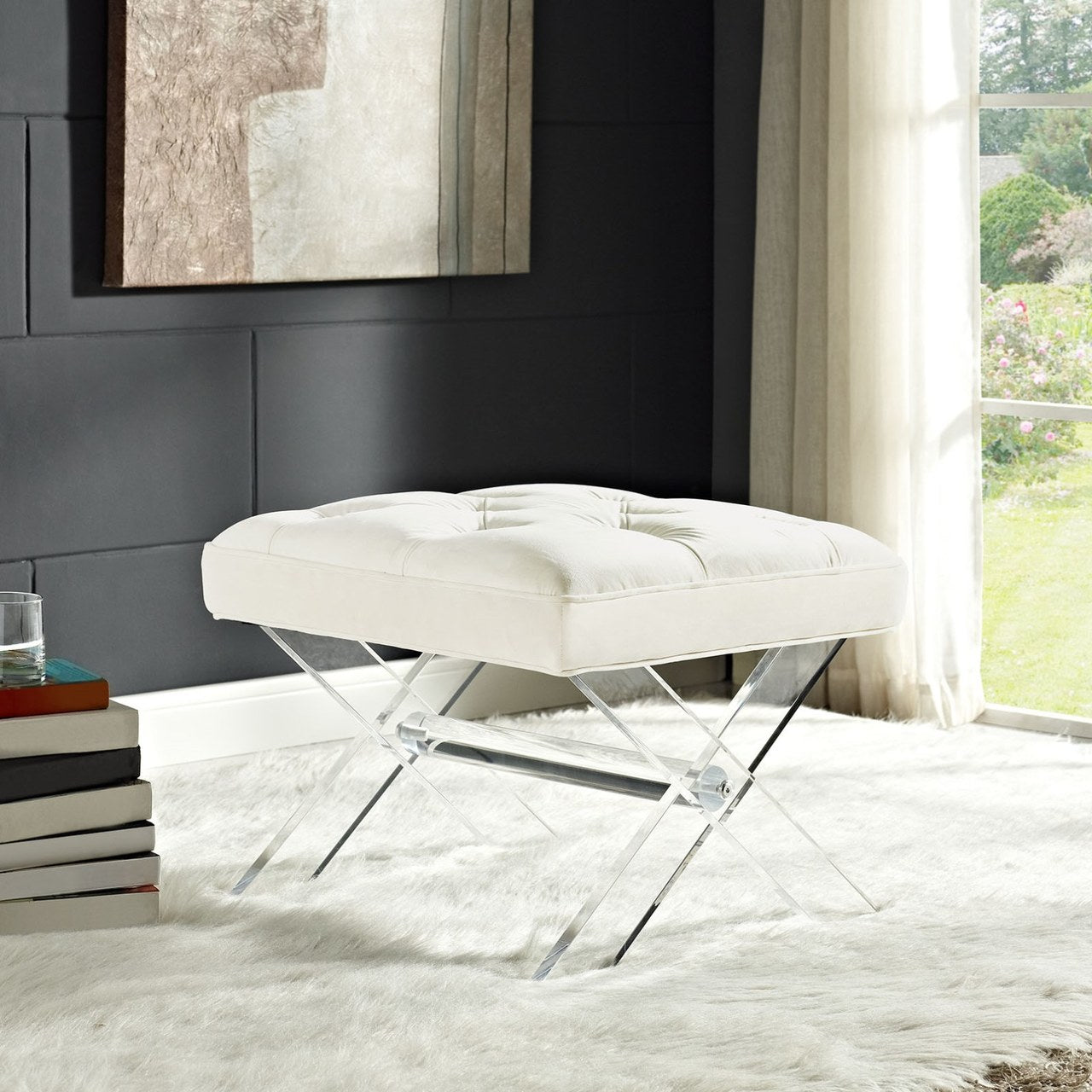 Swift Bench, White, Fabric 11004