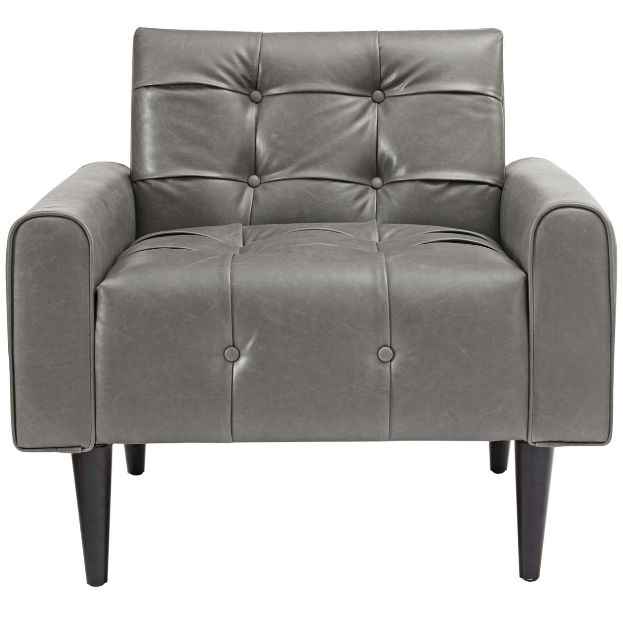Delve Upholstered Vinyl Accent Chair, Grey, Faux Leather 11017