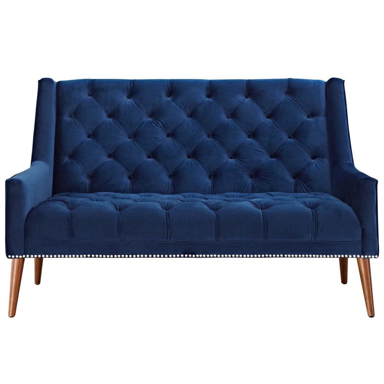 Peruse Velvet Loveseat, Navy, Fabric 11474