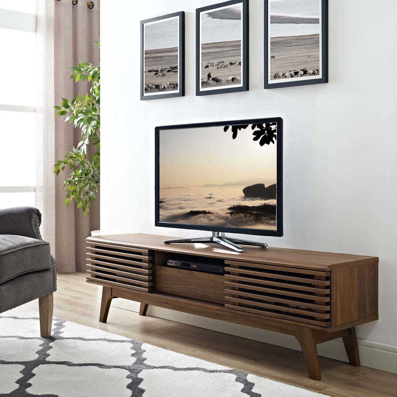 Render 59 TV Stand, Wood, Brown 13576
