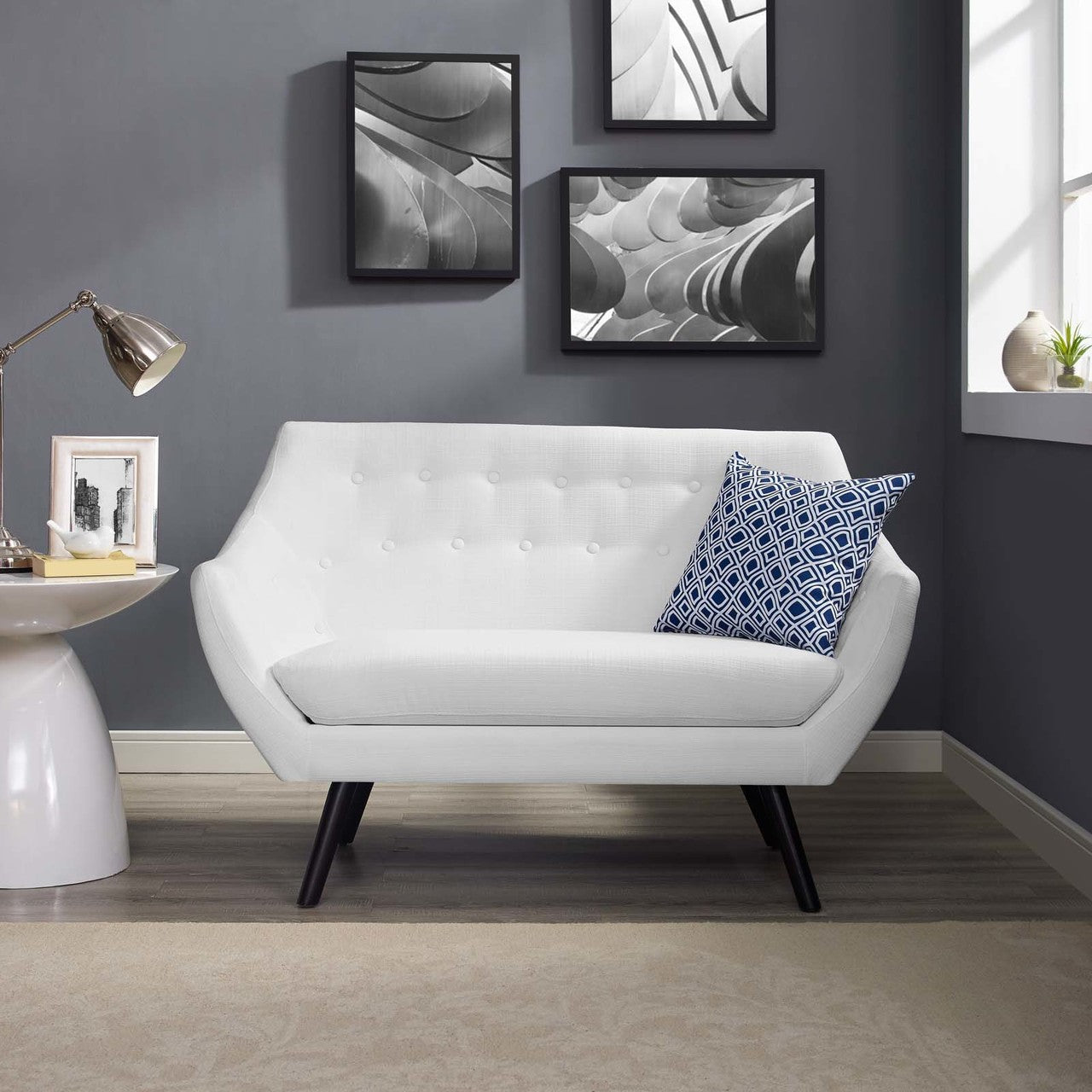 Allegory Loveseat, Fabric, White 13590