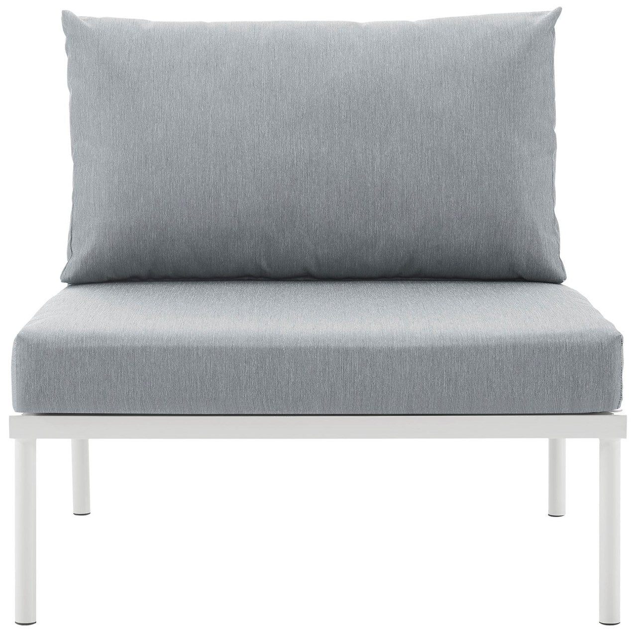 Harmony Armless Outdoor Patio Aluminum Chair, Grey, Rattan 11612