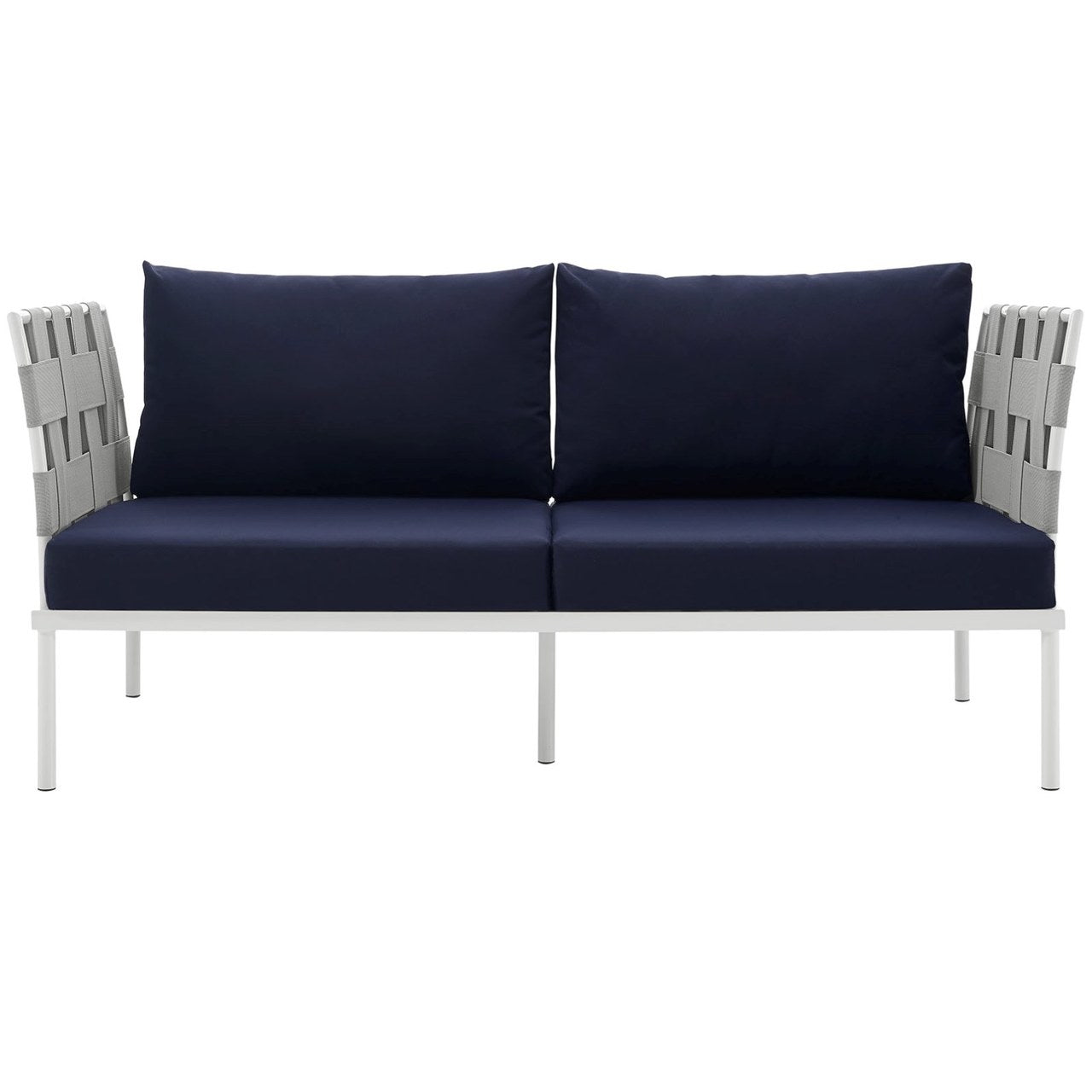 Harmony Outdoor Patio Aluminum Loveseat, Navy, Rattan 11625