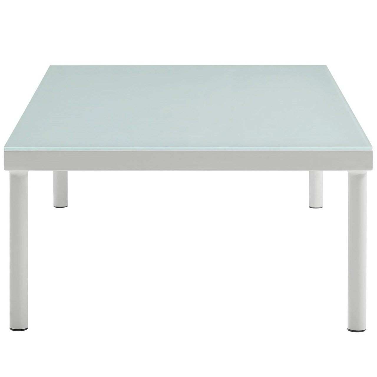 Harmony Outdoor Patio Aluminum Coffee Table, White, Rattan 11628