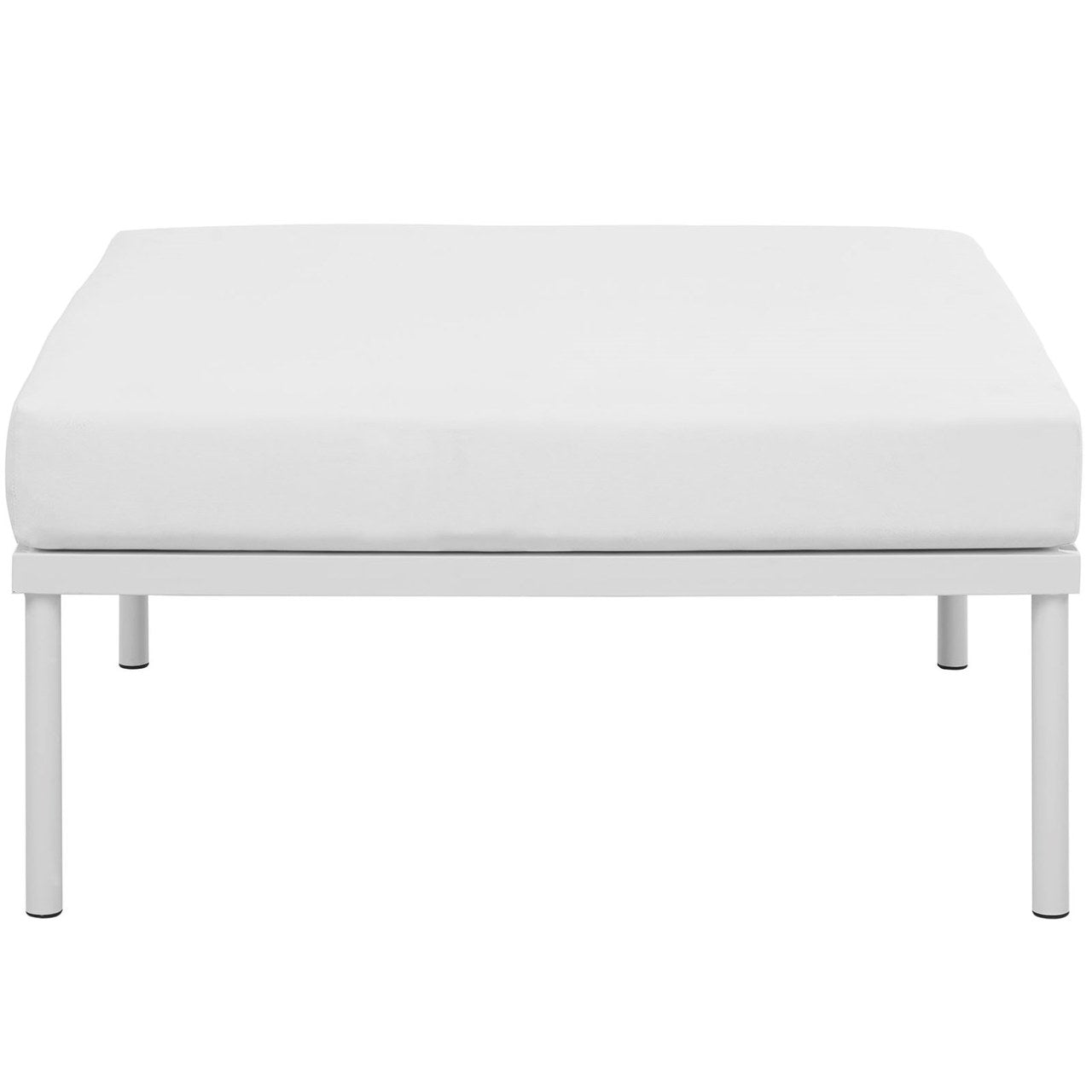 Harmony Outdoor Patio Aluminum Ottoman, White, Rattan 11634