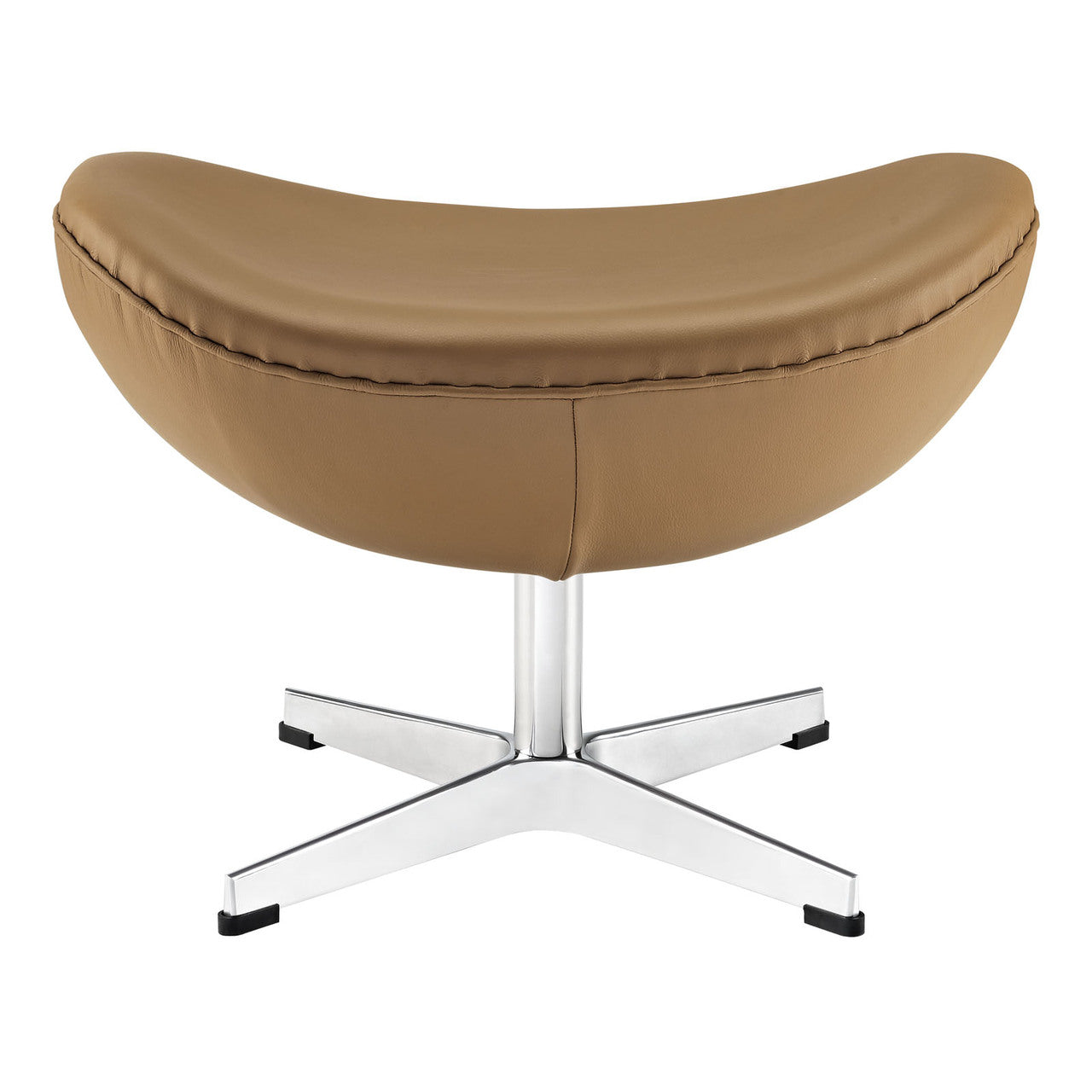 Glove Leather Ottoman in Terracotta