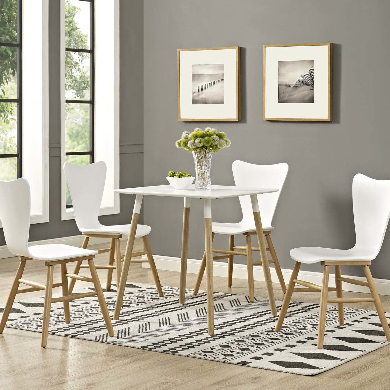 Continuum 28" Square Dining Table, Wood, White 13608