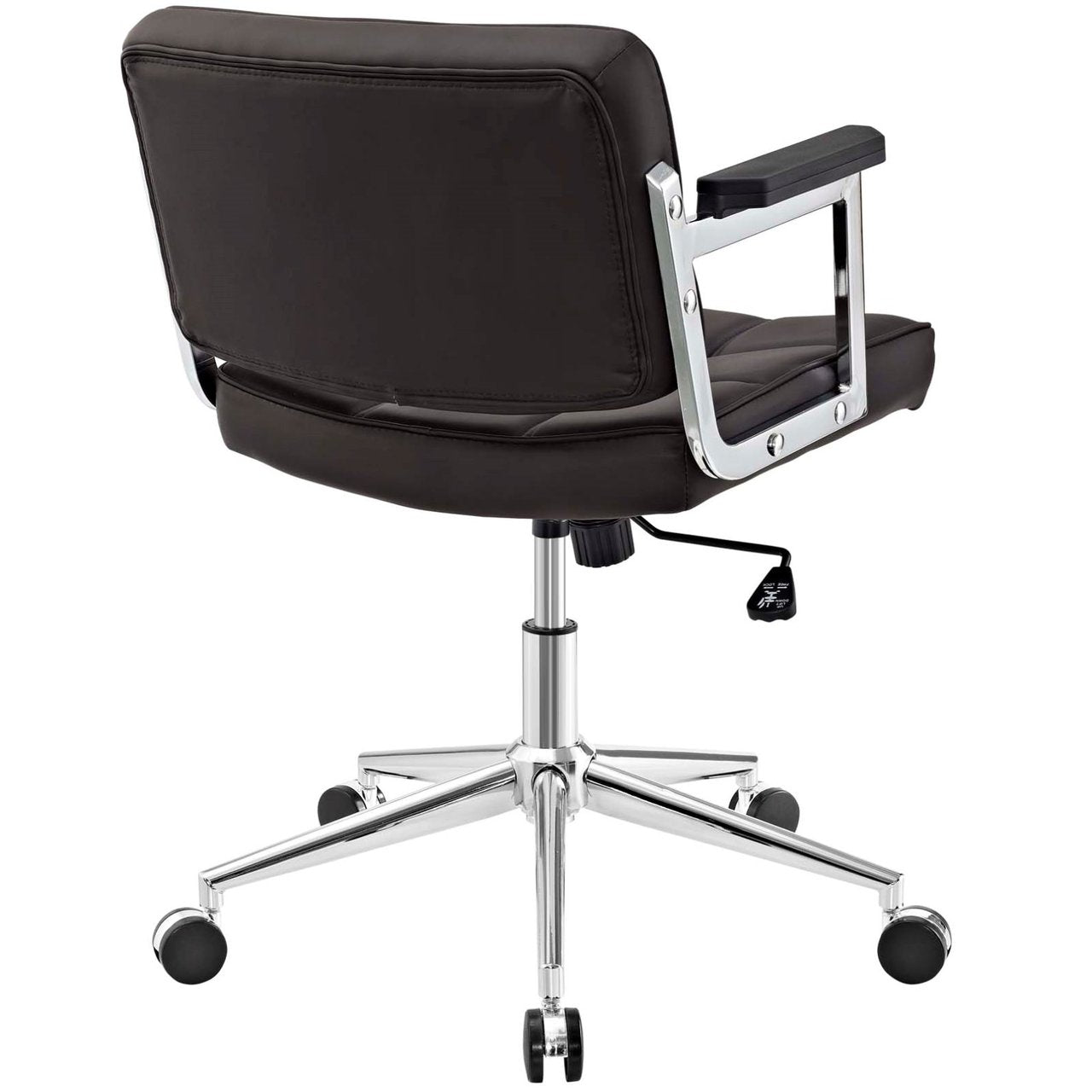 Portray Mid Back Upholstered Vinyl Office Chair, Brown, Faux Leather 13159