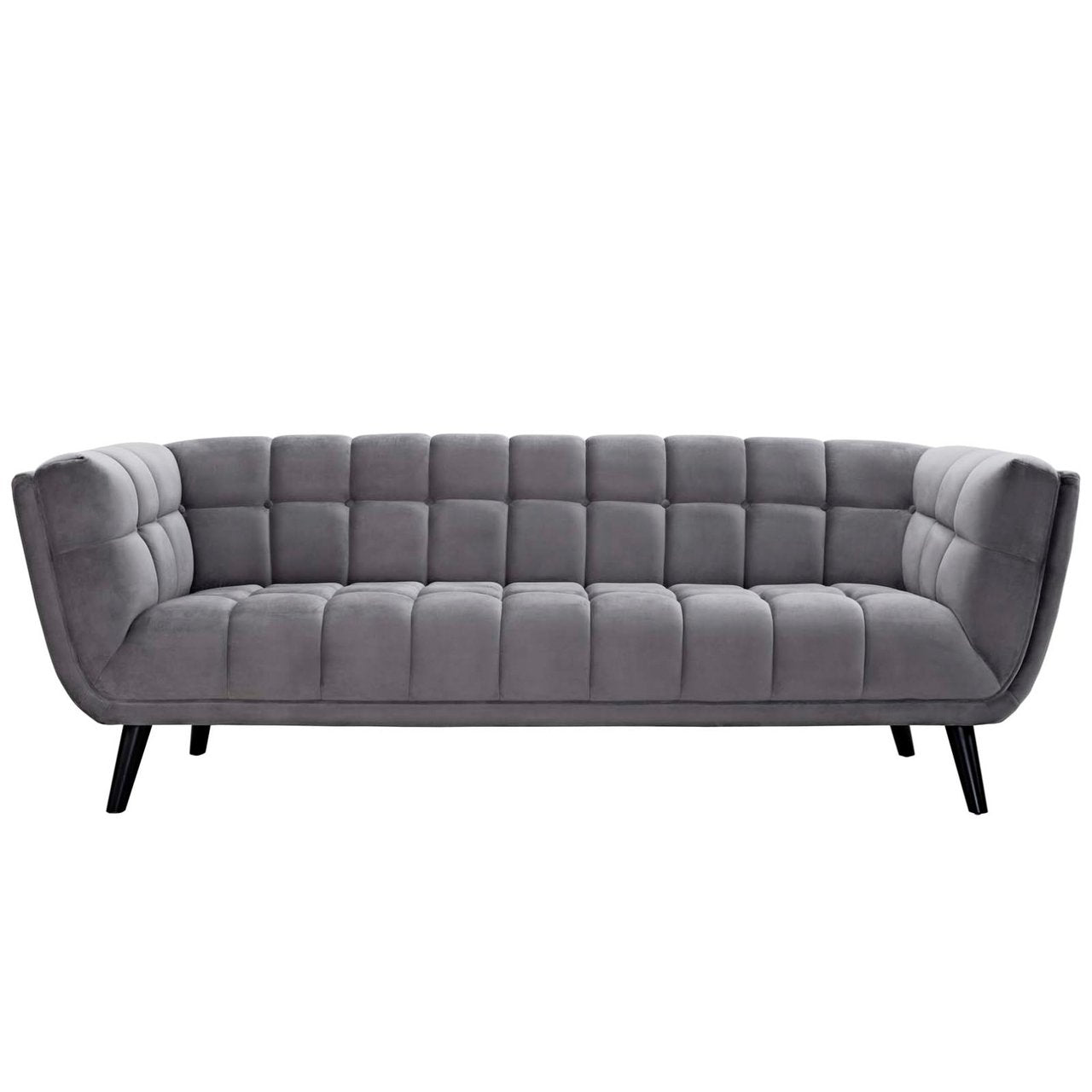 Bestow Velvet Sofa, Grey, Fabric 13200