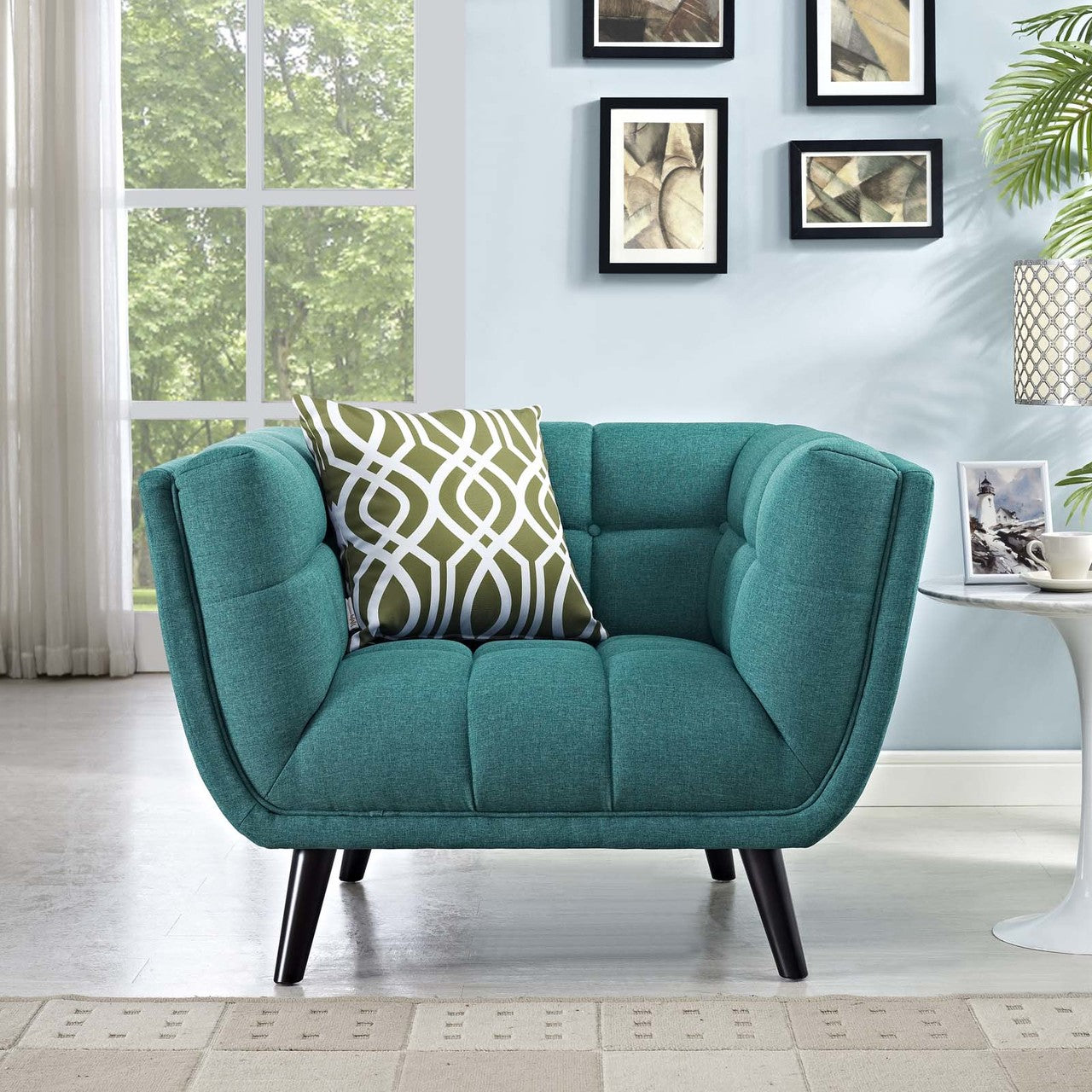 Bestow Upholstered Fabric Armchair, Fabric, Aqua Blue 13643