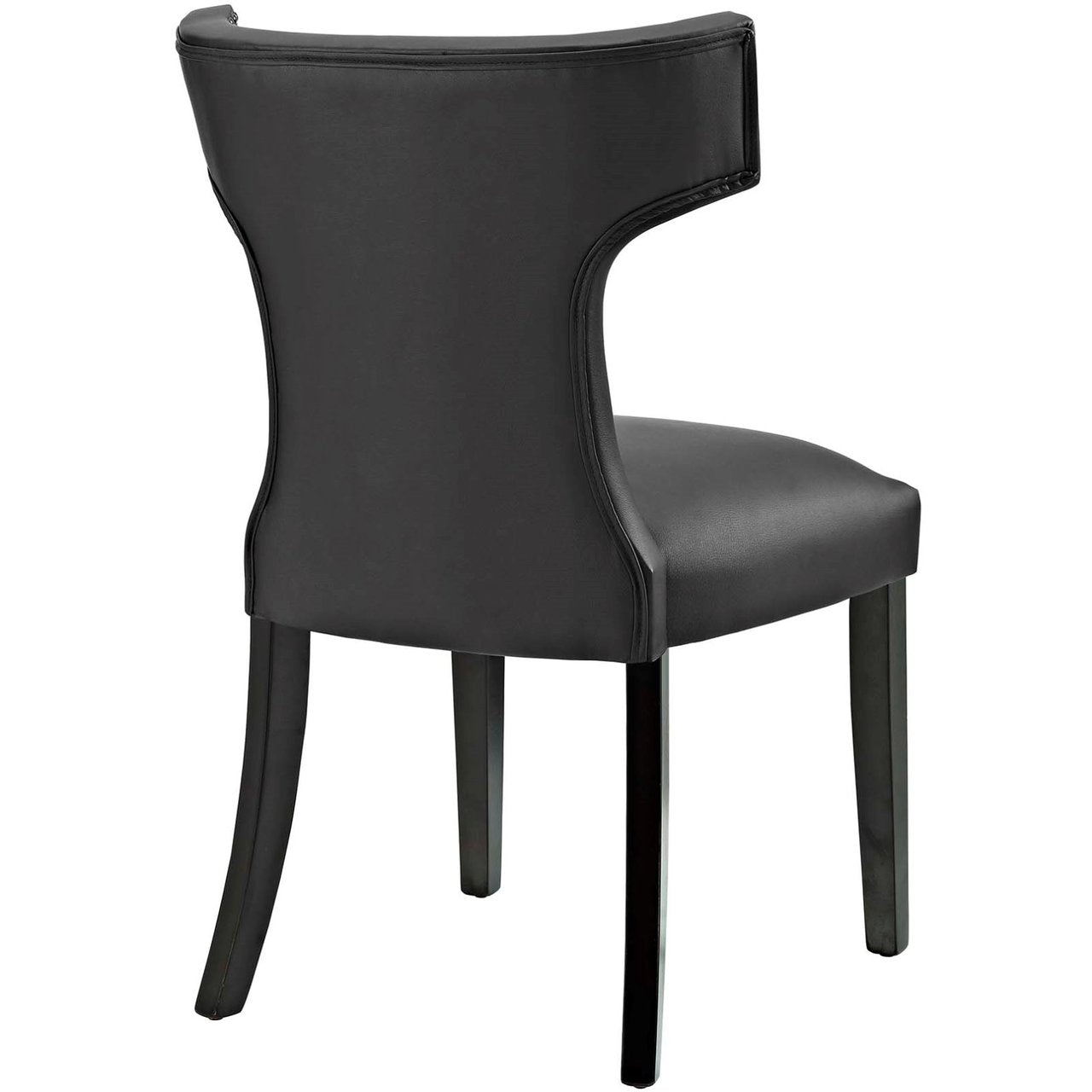 Curve Dining Side Chair Vinyl Set of 2, Black, Faux Leather 11834