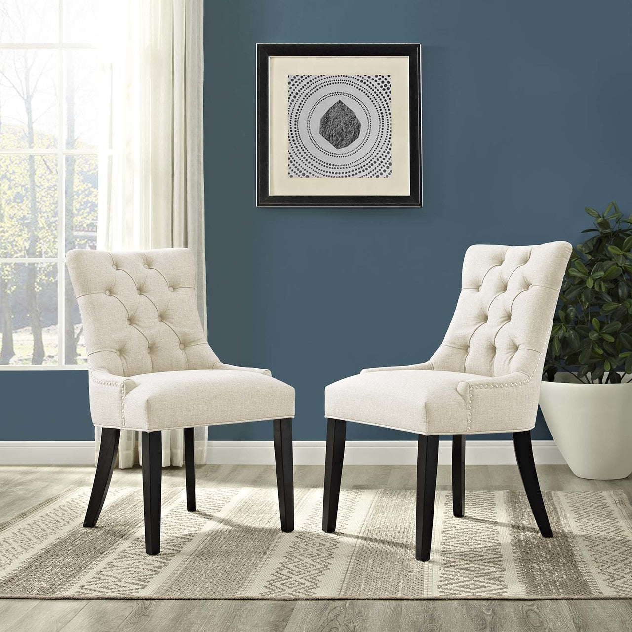 Regent Dining Side Chair Fabric Set of 2, Fabric, Beige 13648
