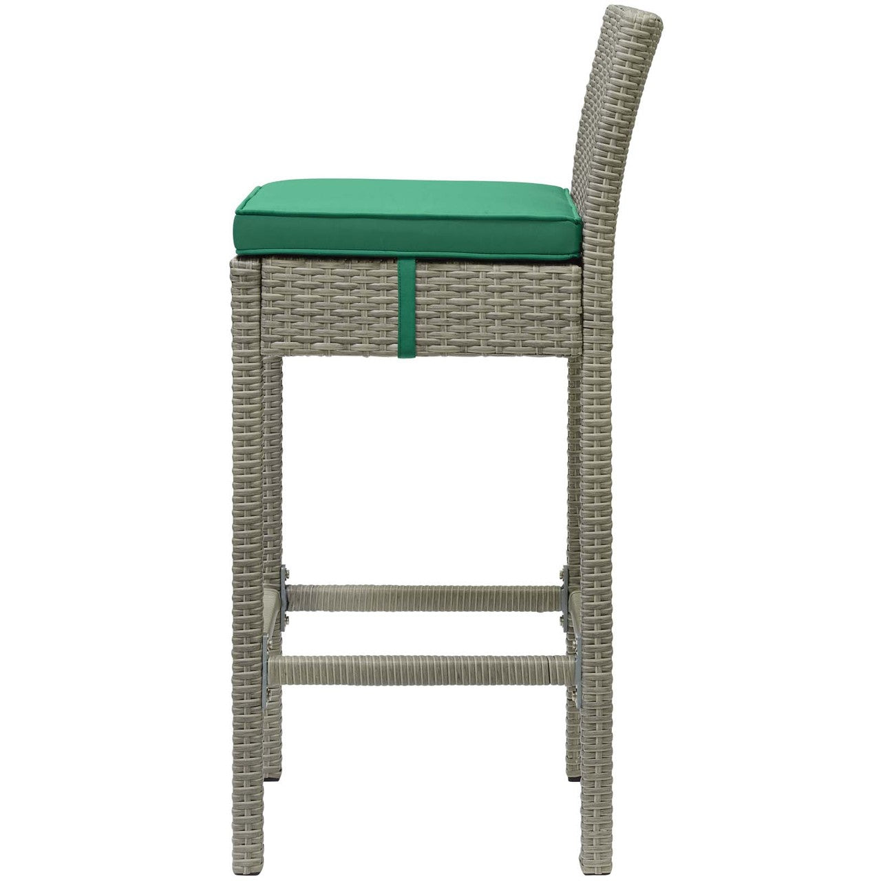 Conduit Outdoor Patio Wicker Rattan Bar Stool, Rattan Wicker, Green Light Gray 15144