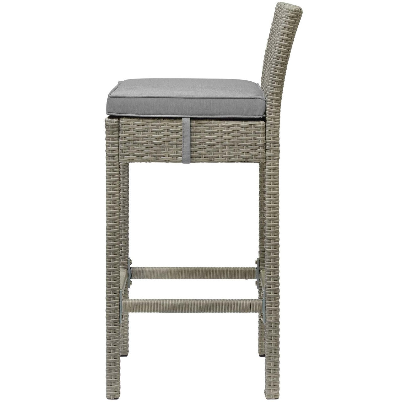 Conduit Outdoor Patio Wicker Rattan Bar Stool, Rattan Wicker, Grey Gray 15145