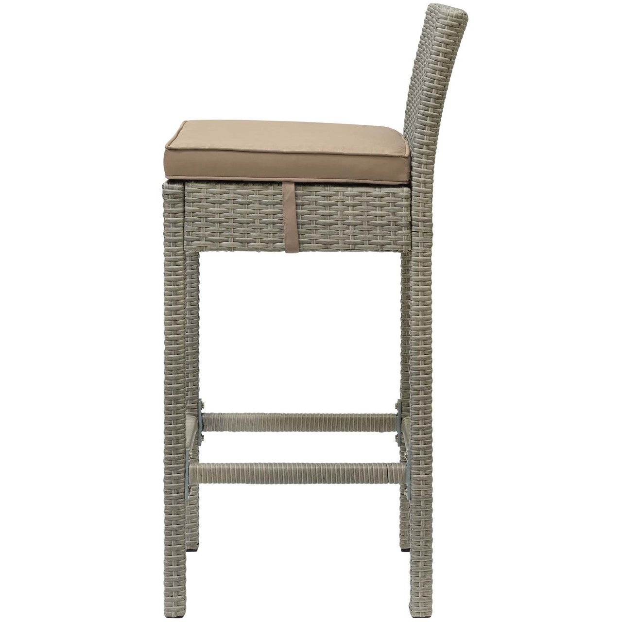 Conduit Outdoor Patio Wicker Rattan Bar Stool, Rattan Wicker, Brown Light Gray 15146