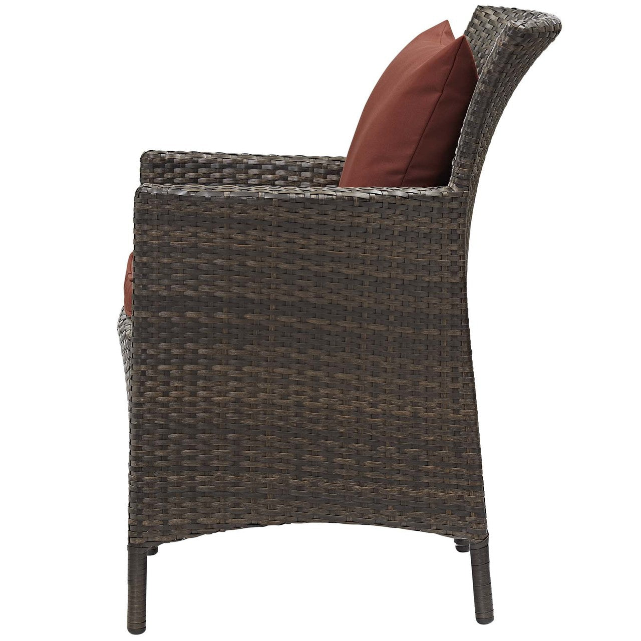 Conduit Outdoor Patio Wicker Rattan Dining Armchair, Rattan Wicker, Red Brown 15155