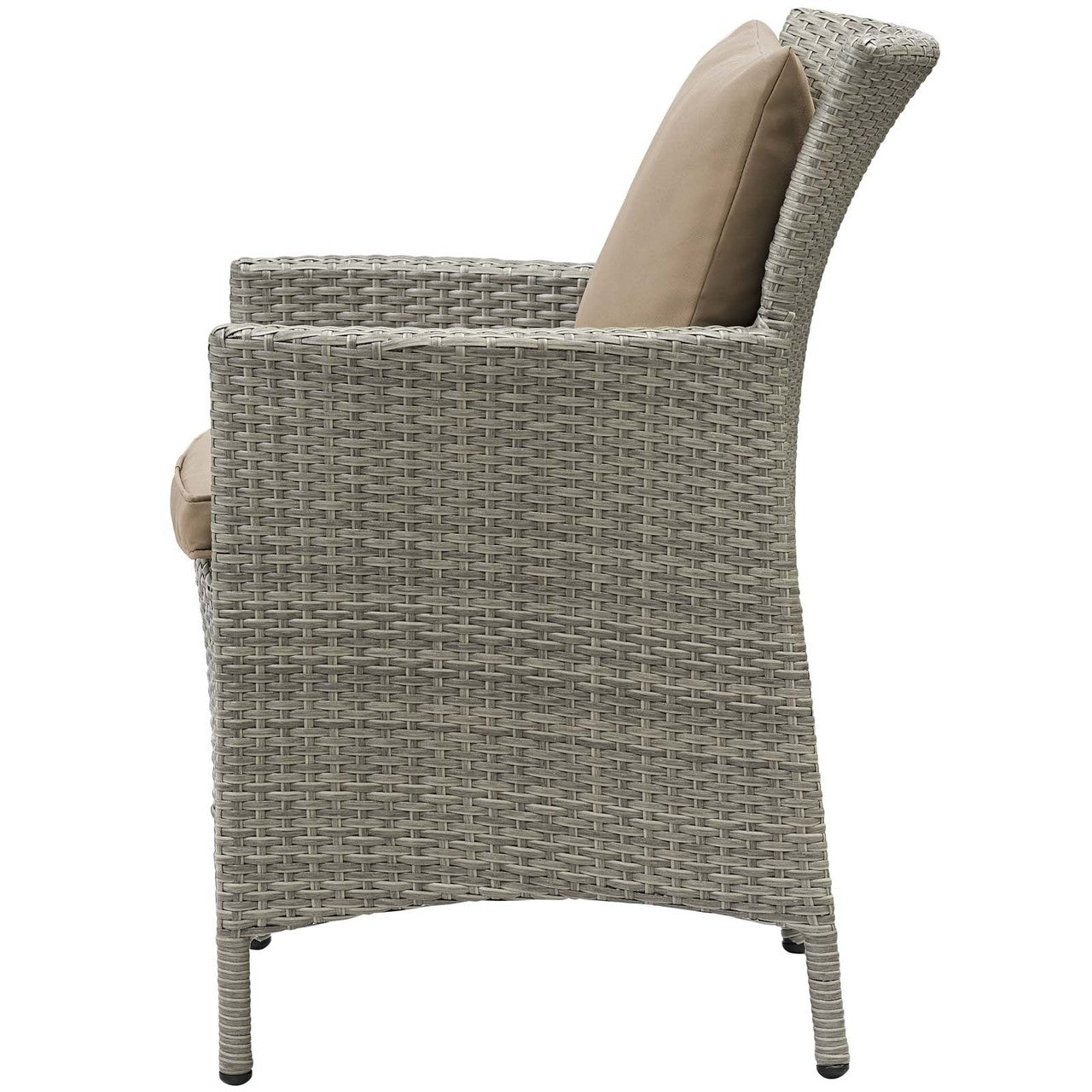 Conduit Outdoor Patio Wicker Rattan Dining Armchair, Rattan Wicker, Brown Light Gray 15170