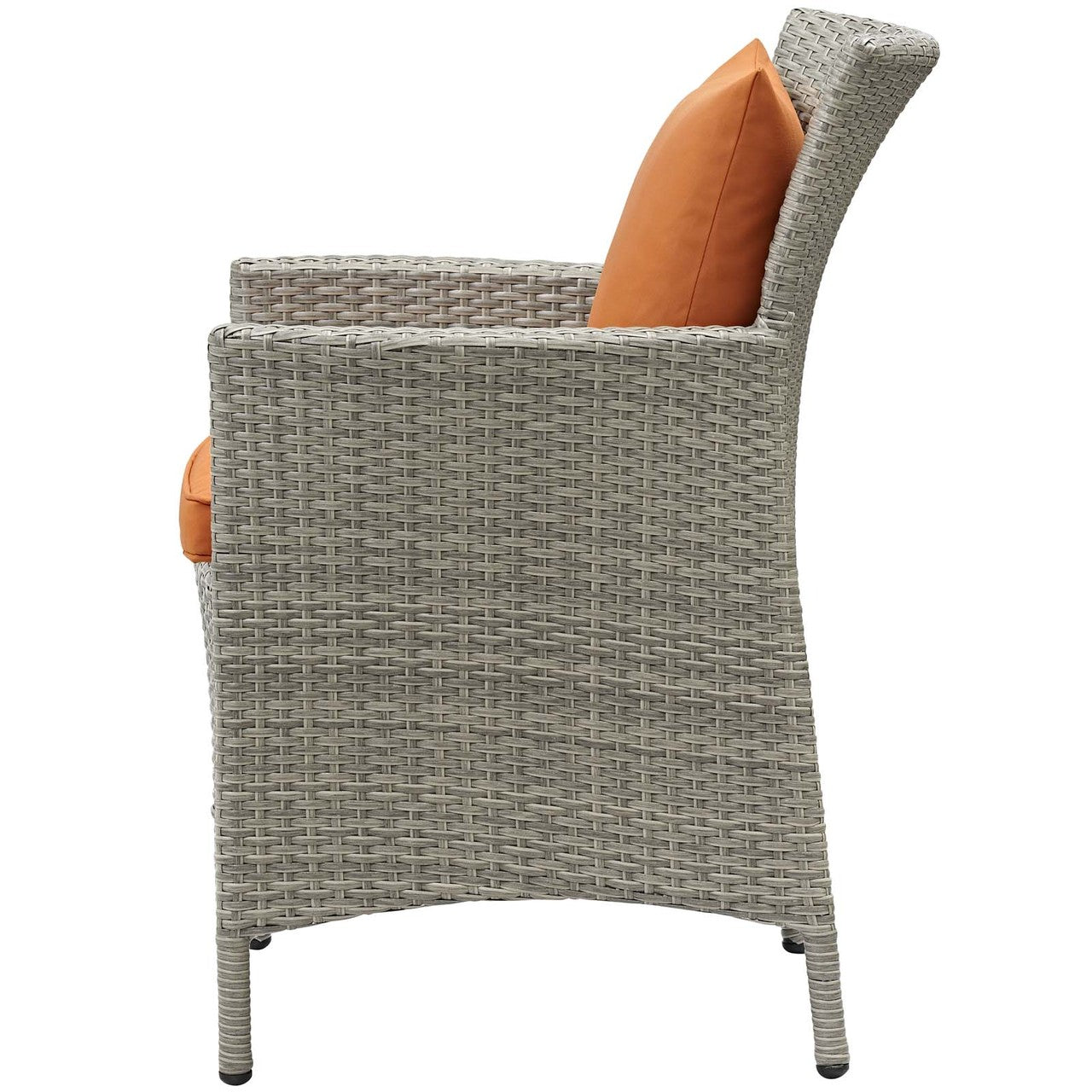 Conduit Outdoor Patio Wicker Rattan Dining Armchair, Rattan Wicker, Orange Light Gray 15172