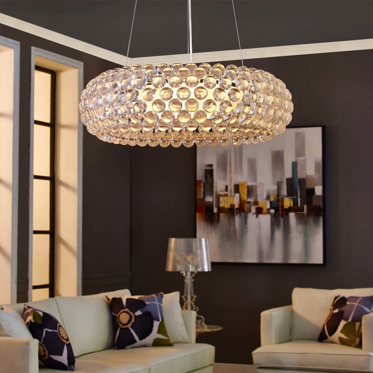 Halo 25 Pendant Chandelier, Plastic, Clear 13858
