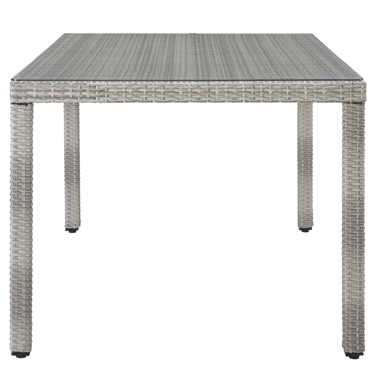 Aura 68" Wicker Rattan Dining Table, Rattan Wicker, Grey Gray 13871