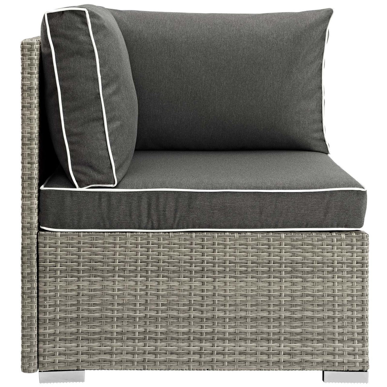 Repose Outdoor Patio Corner, Sunbrella Rattan Wicker, Dark Grey Gray 13891