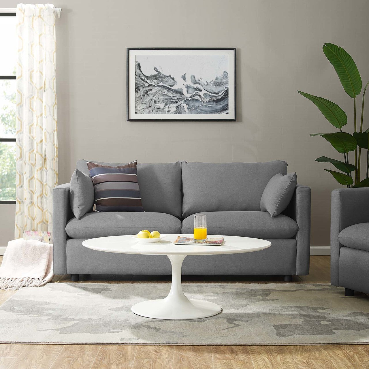 Activate Upholstered Fabric Sofa, Fabric, Light Grey Gray 15024