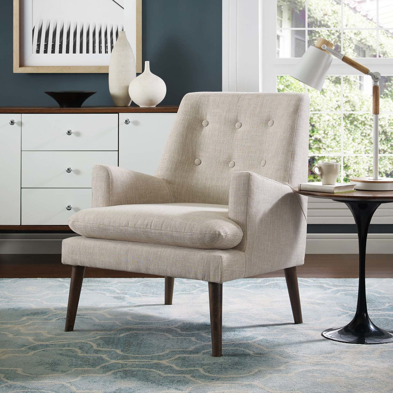 Leisure Upholstered Lounge Chair, Fabric, Beige 14079