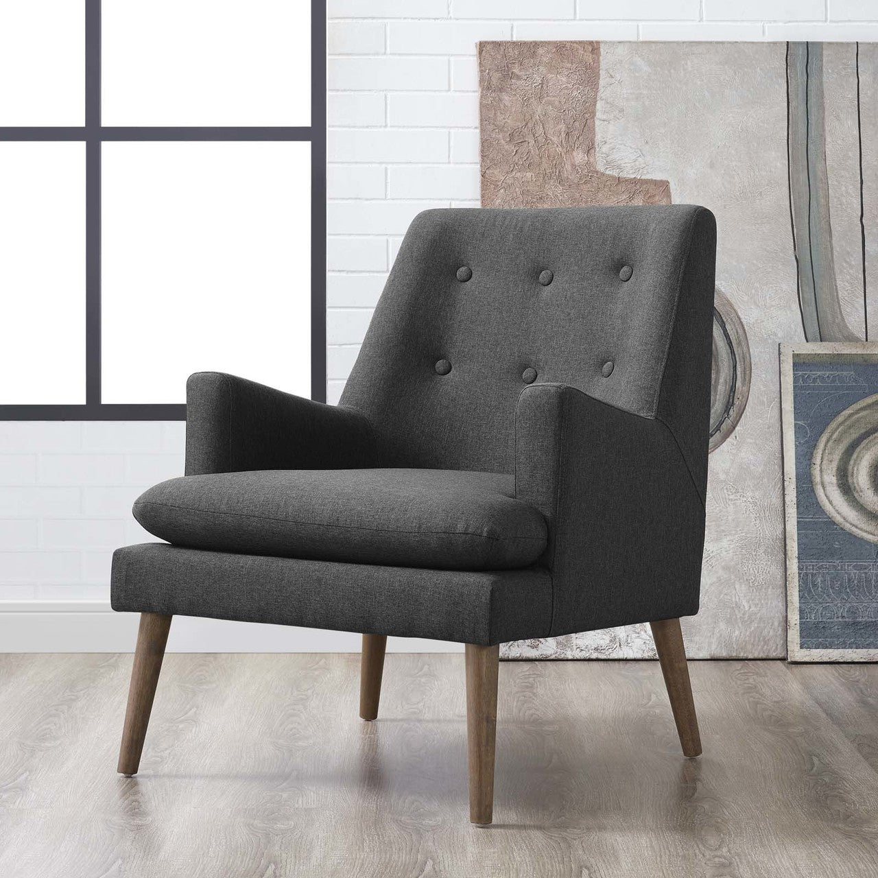 Leisure Upholstered Lounge Chair, Fabric, Grey Gray 14080