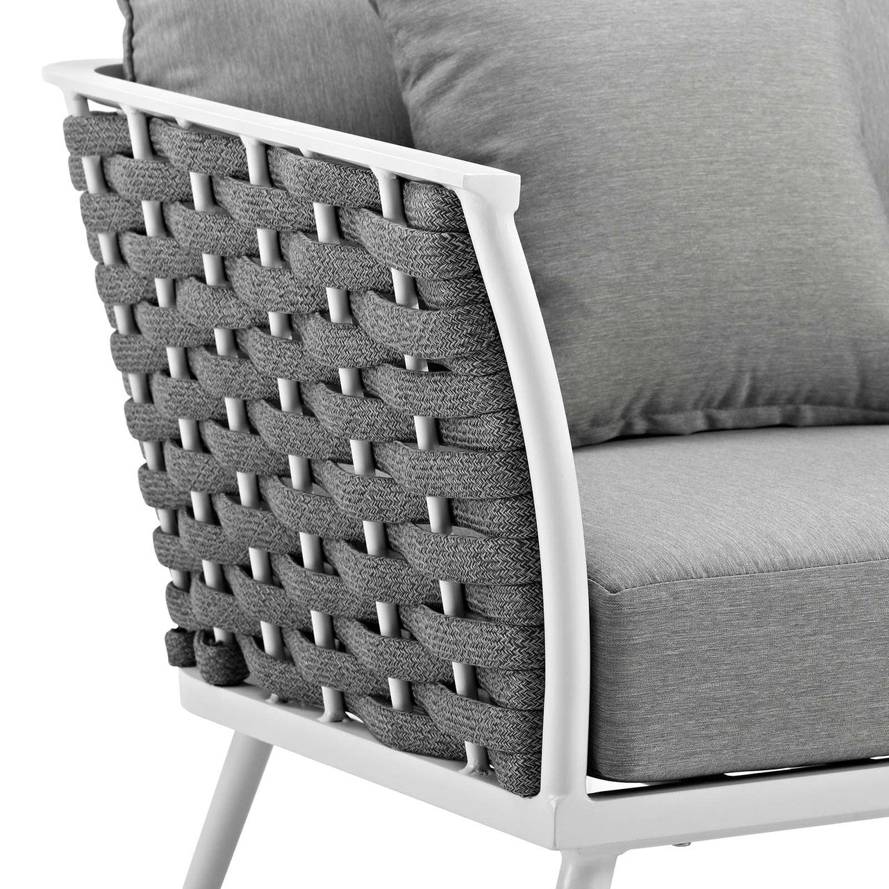Stance Outdoor Patio Aluminum Armchair, Aluminum Metal Steel, White 14085
