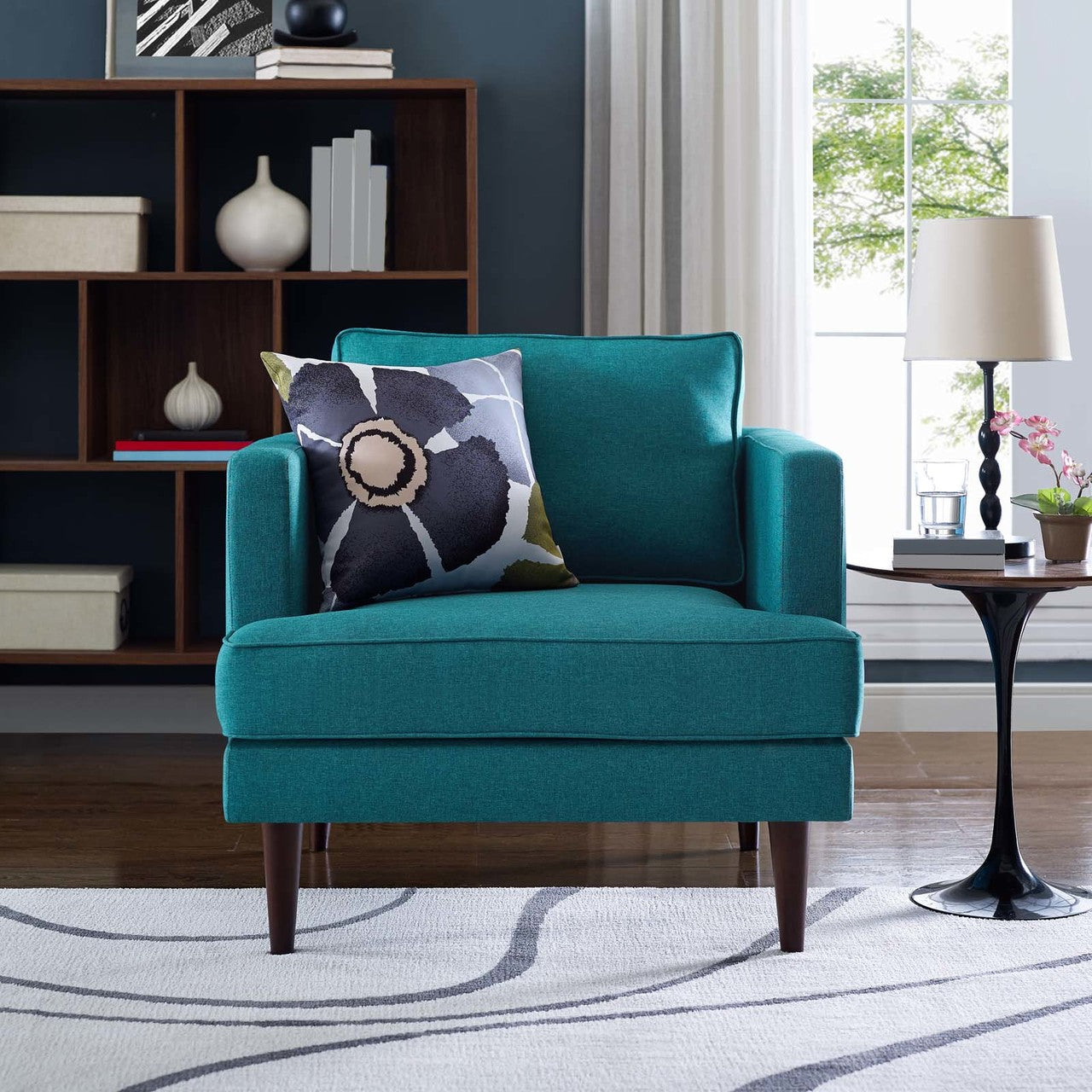 Agile Upholstered Fabric Armchair, Fabric, Aqua Blue 14088