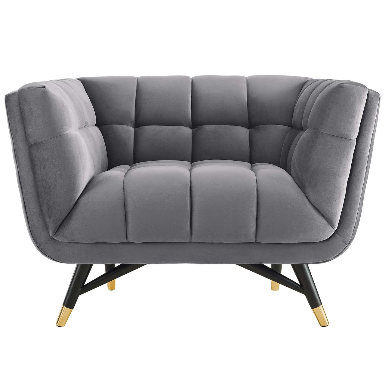 Adept Upholstered Velvet Armchair, Velvet Fabric, Grey Gray 14106