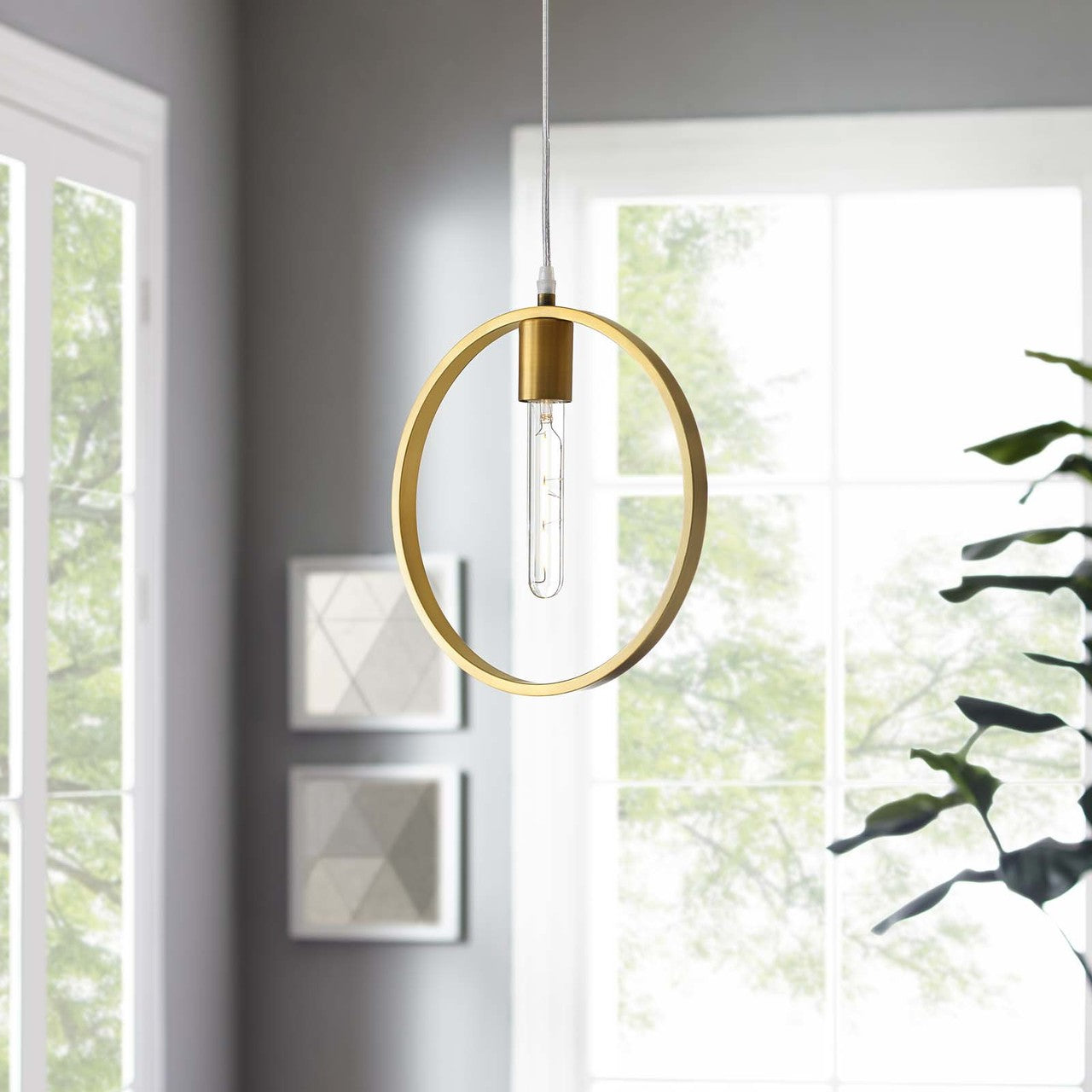 Orbit Brass Ceiling Pendant Light, Brass Metal Steel Steel, Gold 14151