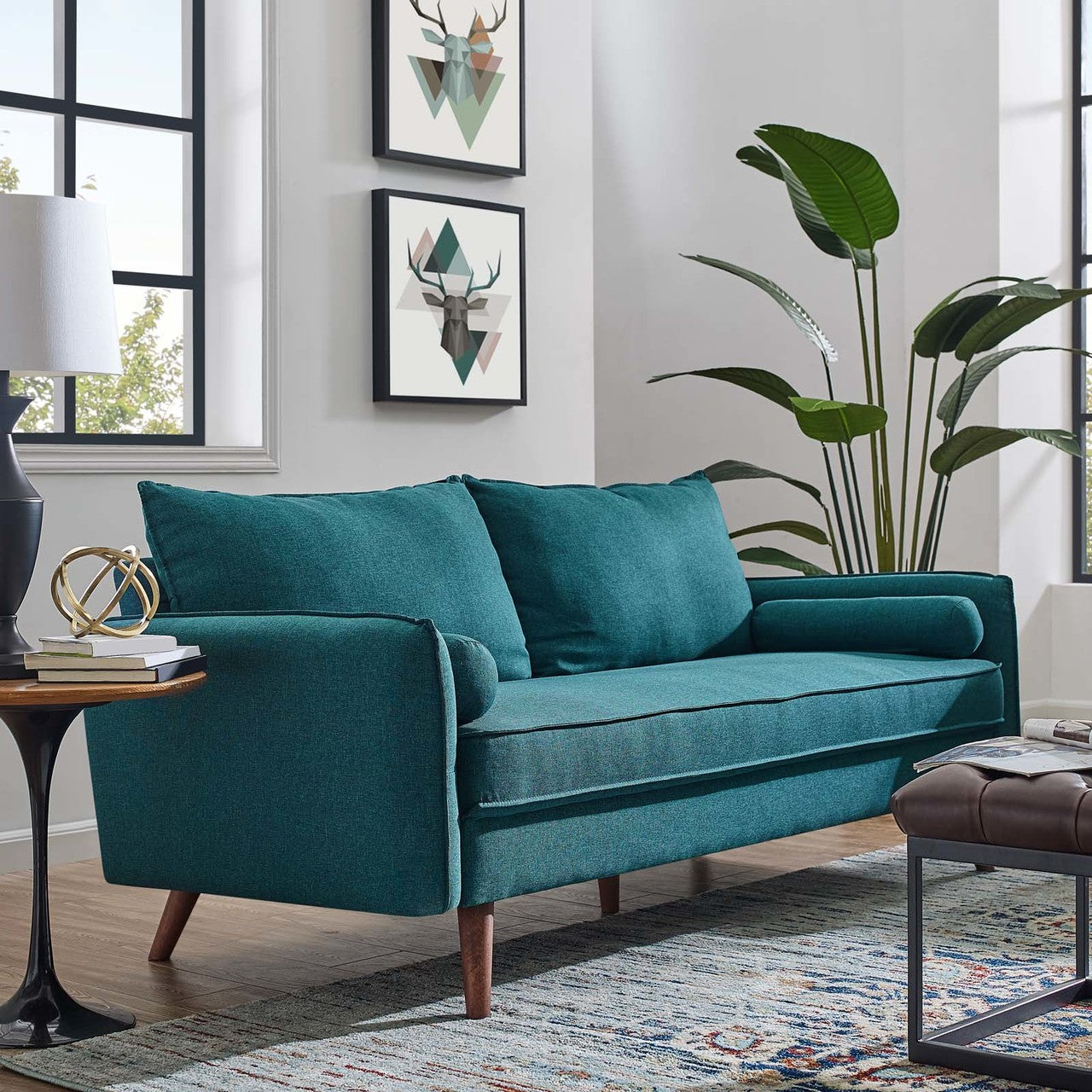 Revive Upholstered Fabric Sofa, Fabric, Aqua Blue 14165