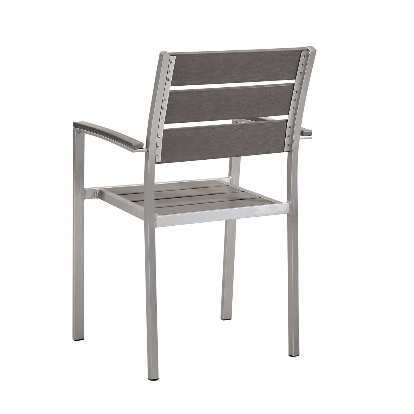 Shore Outdoor Patio Aluminum Dining Armchair, Fabric Aluminum, Grey Gray Silver, 17270