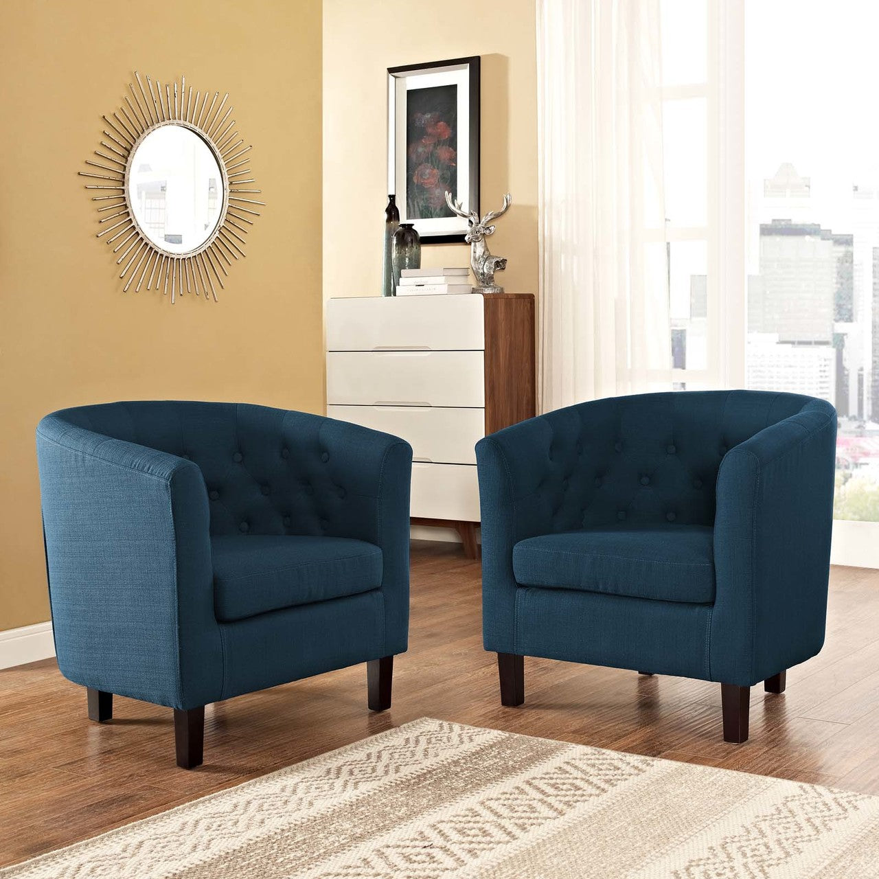 Prospect 2 Piece Upholstered Fabric Armchair Set, Fabric, Navy Blue 14215